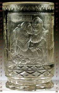 Probabilmente Dominik Biemann o immediata cerchia. Boemia del nord, monti dei Giganti, 1825 c.a, molto raro boccale in perfette condizioni di conservazione