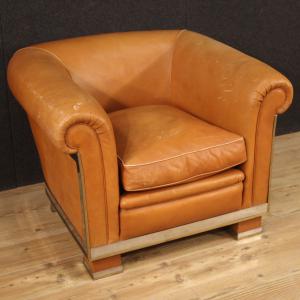 Italian design armchair in leather