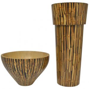 Vaso e ciotola di design in bambù - O/3539 e 3527