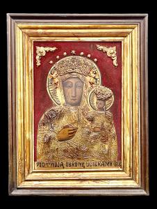 Icona raffigurante la Madonna nera di Czestochowa.Russia.
