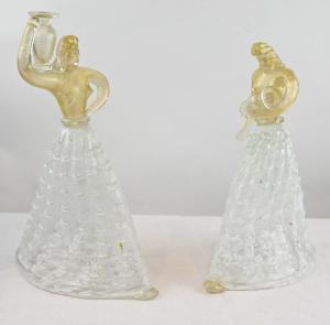 Coppia di Donne Art Déco in Vetro di Murano - Italia Anni 30