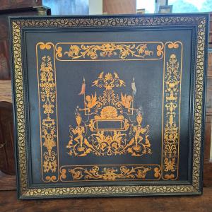 Ebonized and painted 19th-century panel