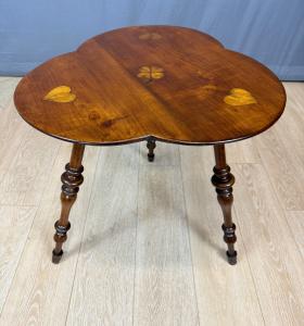 Mesa Gueridon de Sala de Estar Antiga Luís Filipe do século XIX com Incrustações - € 650