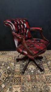 Burgundy leather chesterfield captain armchair