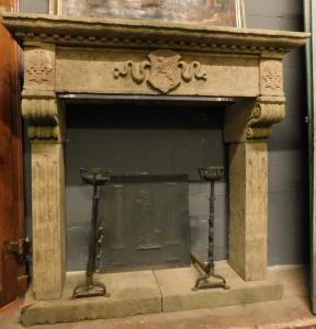 CHP378 - Piperino stone fireplace, 17th century, measures cm W 164 x H 162