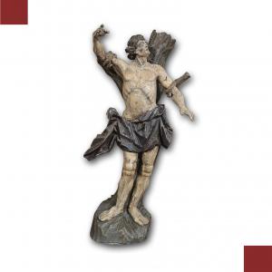 ESCULTURA DE SÃO SEBASTIÃO EM MADEIRA PINTADA, MEADOS DO SÉCULO XVIII