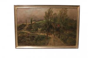 Holländisches Ölgemälde auf Leinwand aus dem 19. Jahrhundert, das eine ländliche Szene darstellt, signiert von Marinus Harting 1815 - 1861
