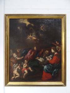 Dipinto olio su tela "La morte di San Giuseppe" XVII sec. scuola toscana