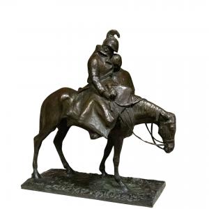 Riccardo Ripamonti, "Cavaliere", firmato, Epoca Fine '800 Primi '900, Riccardo Ripamonti, “Knight,” signed, Late 19th–Early 20th Century