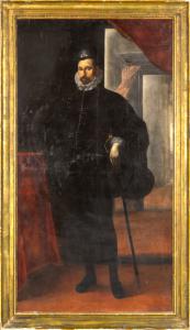 Full-length portrait of a gentleman, oil on canvas, Genoese school, 17th century