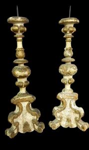 Antica coppia candelieri FINE XVII secolo Luigi XIV barocco