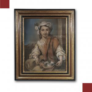 PASTELLGEMÄLDE MIT ALLEGORIE DES FRÜHLINGS, MITTE DES 19. JAHRHUNDERTS