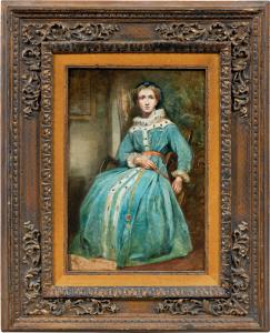 Pittore romantico (seconda metà XIX sec.) - Ritratto di dama.