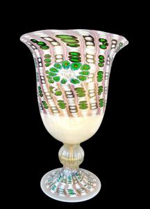 Vase-Lampe aus beschichtetem Glas mit Murrine-Einsätzen und Blattgold. Marke La Murrina. Einzelstück.