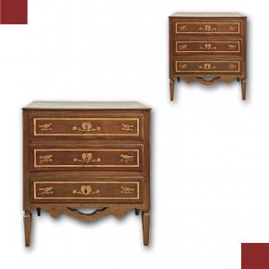PAIR OF NEOCLASSICAL CHESTS OF DRAWERS WITH INLAY LATE 18TH CENTURY