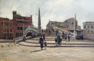 Giuseppe Gheduzzi, "Grauer Tag in Venedig", Öl auf Leinwand, signiert, Frühes 20. Jahrhundert