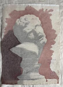 Desenho aquarelado a lápis sobre cartão representando um busto de mármore. Assinado e datado de 1919 (arquivo Arturo Pietra).