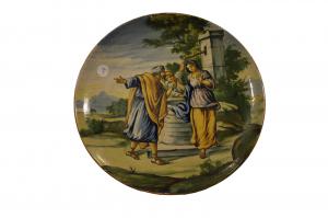Französischer Teller aus dekorierter Majolika - 19. Jahrhundert