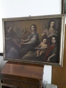Allegory of Saint Cecilia of Music, school of Domenico Zampieri, known as Domenichino, depicting the patron of the painting, contemporaneous frame, L188x140, work 168x119, written warranty, legal terms.