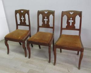 Group of three empire chairs in solid inlaid walnut - Charles X - early 1800s
