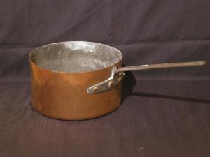 Antique copper saucepan