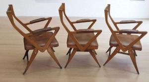 Set Poltrone in Pelle di Quercia Design Anni '50 Originale
