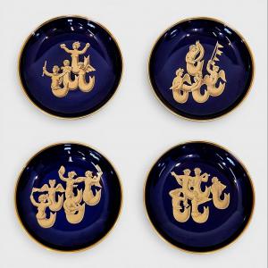 Conjunto de 4 platos Richard Ginori – Colección "Migración de las Sirenas" de Gio Ponti