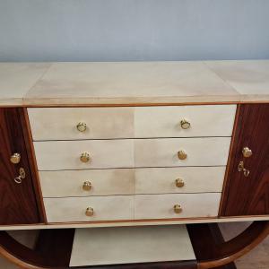 Art-déco-Sideboard aus Rosenholz und Pergament, Original, 1930er-40er Jahre - Foto 5