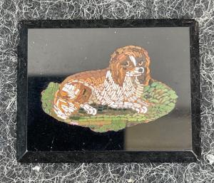 Rectangular micromosaic with dog figure. Rome.