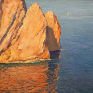 Michele Federico, olio su tavola, "Capri", Epoca '900, Michele Federico, oil on panel, ‘Capri’, 20th century - Foto 5
