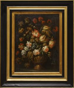 Scuola romana del XVIII secolo, Fiori, olio su tela, cm.56x44