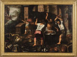 La fabbricazione delle armi, scuola veneta secolo XVII, olio su tela