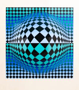 Color lithograph by Victor Vasarely, "Abstract shapes", signed lower right, edition 137 / 267. Beautiful color lithograph by the famous founder of the Op art movement, in the 60s/70s.