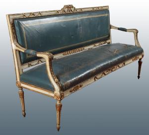 Großes italienisches Sofa aus dem 18. Jahrhundert im Louis-XVI-Stil, lackiert