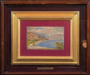 Guglielmo Ciardi „Marina“. Ölmalerei auf Holztafel. Signatur des Künstlers G. Ciardi auch rückseitig.
