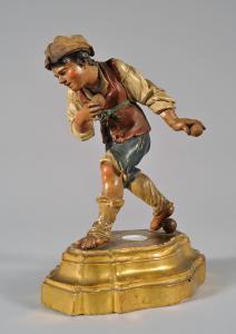 Escultura em terracota policromada representando um jogador de bocha, Lombardia, final do século XVII, início do século XVIII