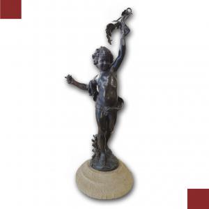 STATUETTA IN BRONZO DIONISO BAMBINO MOREAU FINE XIX SECOLO