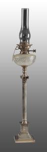 1800s English oil lamp with Sheffield stem and base