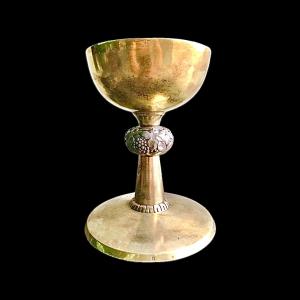 Gilded silver (vermeil) chalice with vine motif on the stem. Minerva hallmark. France.