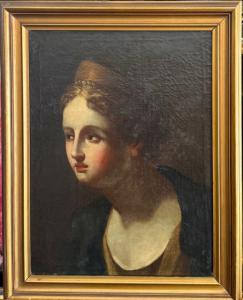 Dipinto antico scuola italiana (XVIII- XIX) - Profilo di donna