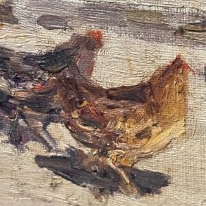 Antico dipinto olio su tela scena popolare di corte primi 900 mis 40 x cm 30 . Giuseppe Giardiello Napoli 1887 -1920. - Foto 7