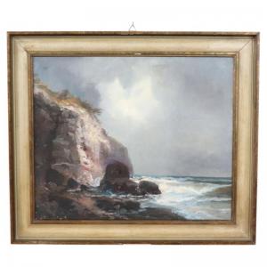 Marinenszene mit Klippe, Öl auf Leinwand, 20. Jahrhundert
