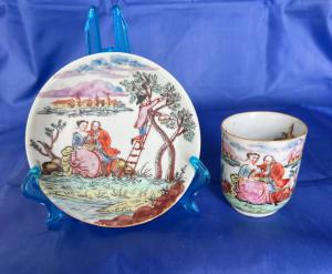 Qing Mid-1700s Rose Family Export Cup and Saucer