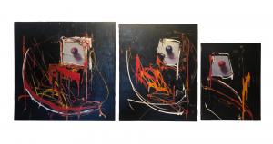 "Lo Spaccone" - Marco Tamburro - Triptychon aus Acryl und Décollage auf Leinwand