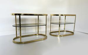 Set tavolini/comodini Vintage 1970 - ottone e vetro