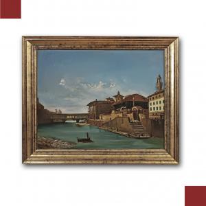 DIPINTO CON PAESAGGIO FIORENTINO SECONDA META’ XIX SECOLO 
