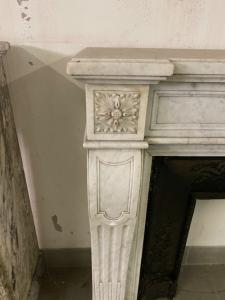 Louis XVI fireplace in white Carrara marble 140x40x108h