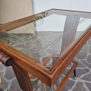 Art-déco-Nachttisch aus Nussbaumholz, 1940, mit Glasbasis – Paris - Foto 10