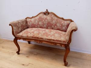 Kleines Sofa im Louis-XV-Stil aus Nussbaum - Diwan - Hocker - frühes 20. Jahrhundert