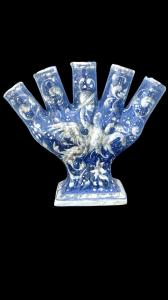 Blue majolica tulipiere with Raphael-style decoration. Molaroni manufactory. Pesaro.
